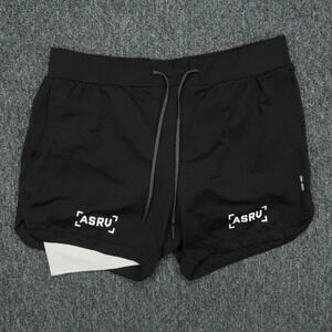 ASRV Shorts Men Large Black Tetra Lite Training Running Zip Pocket Stretch Lined